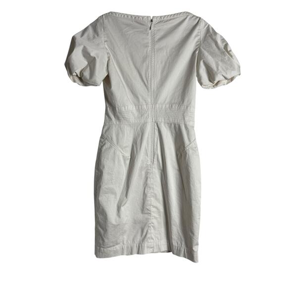 Zac Posen Z Spoke White Short Puff Sleeve V-Neck Sheath Mini Dress Size 4 - Picture 9 of 10